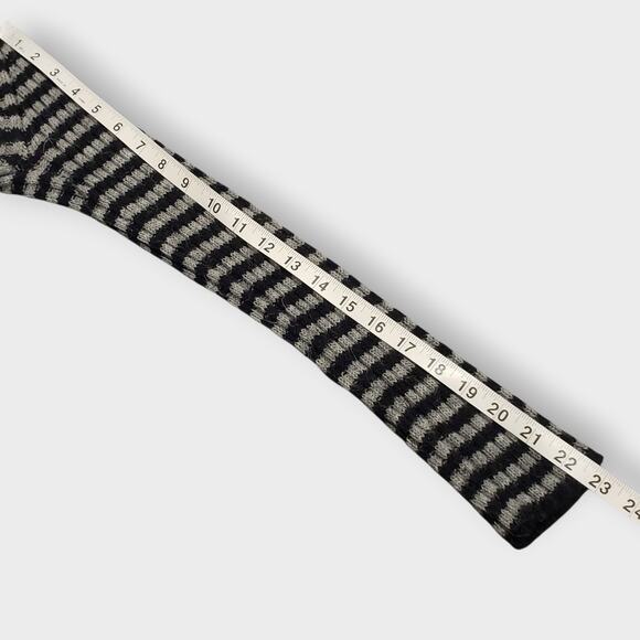 Lineamaglia Italy Wool Alpaca Blend Drape Front Cardigan Black Grey Stripe Sz Sm - Picture 9 of 11